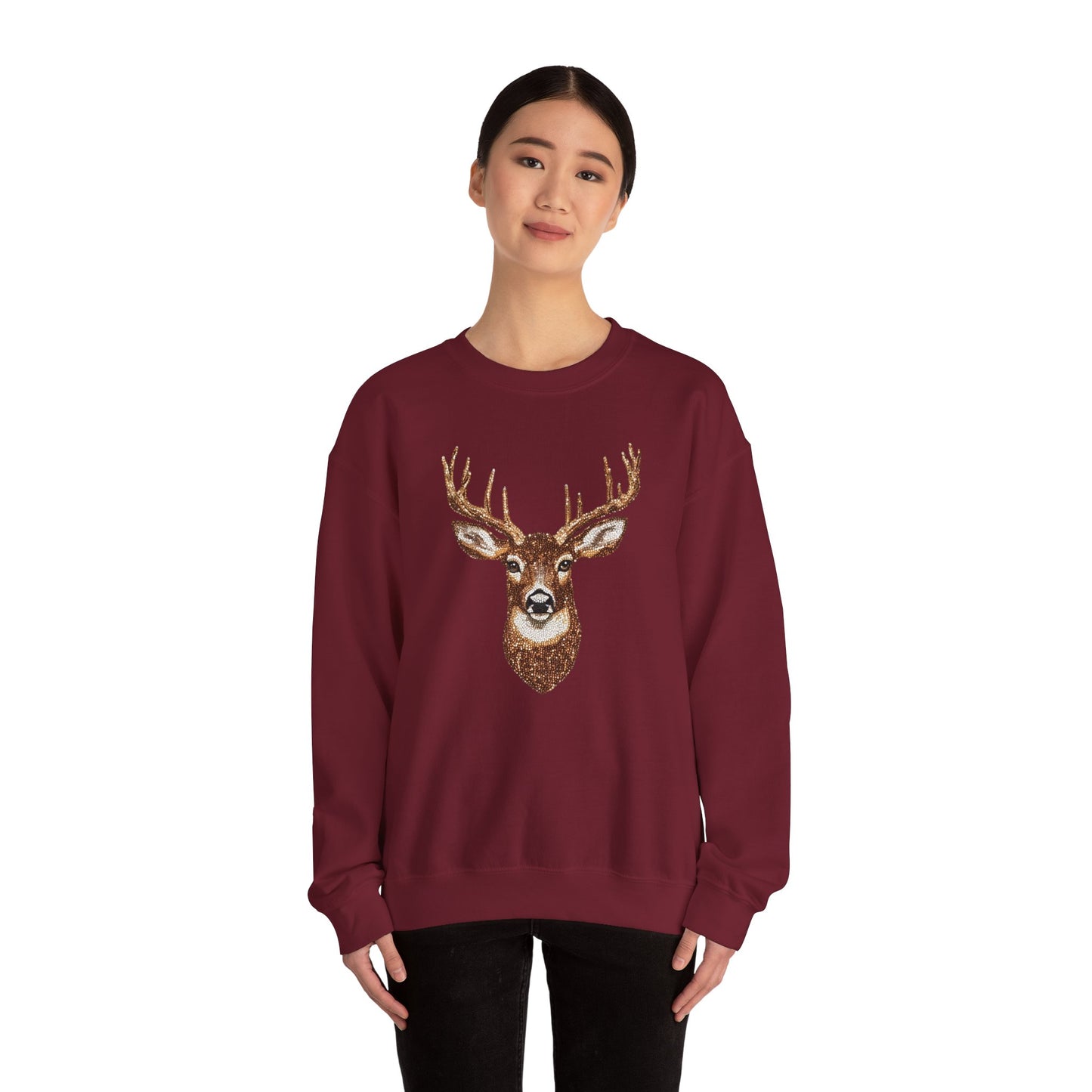 Faux Rhinestone Deer Unisex Heavy Blend™ Crewneck Sweatshirt