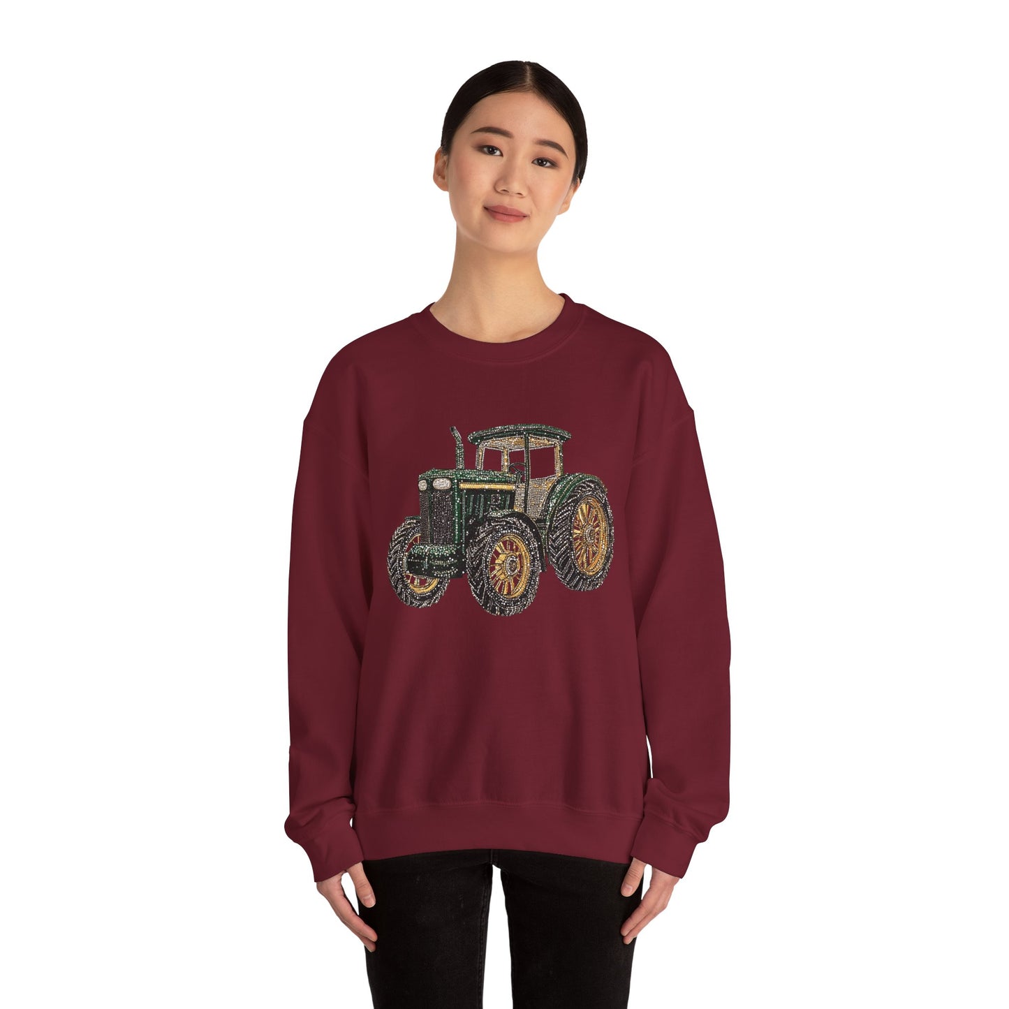 Faux Rhinestone Vintage Tractor Unisex Heavy Blend™ Crewneck Sweatshirt