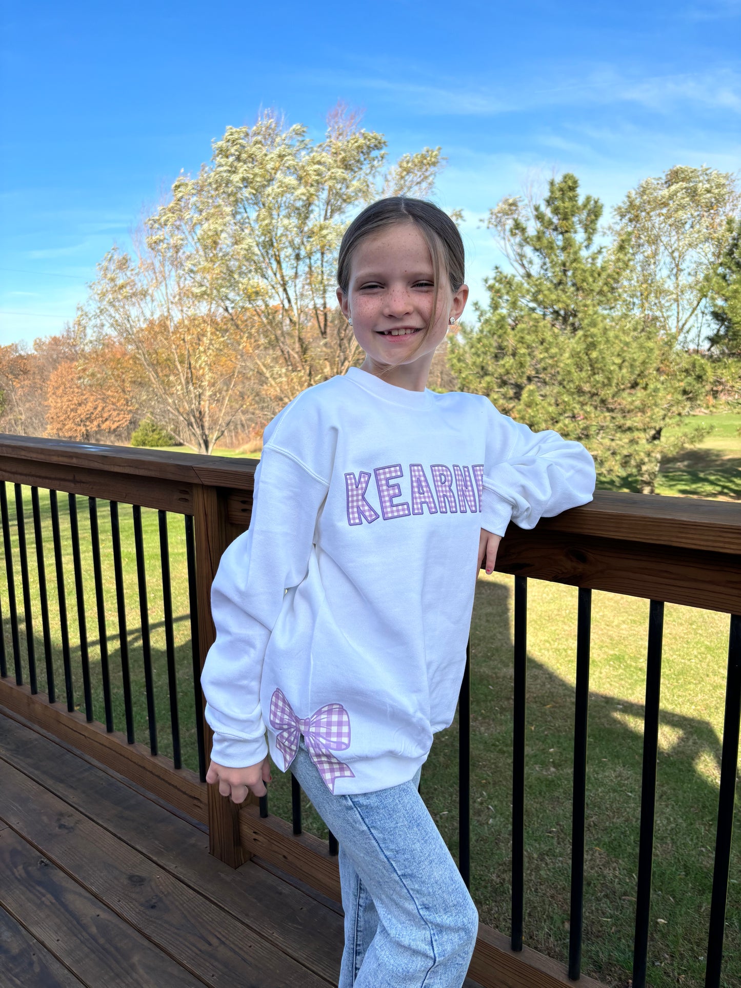 Custom Gingham & Bow Crewneck