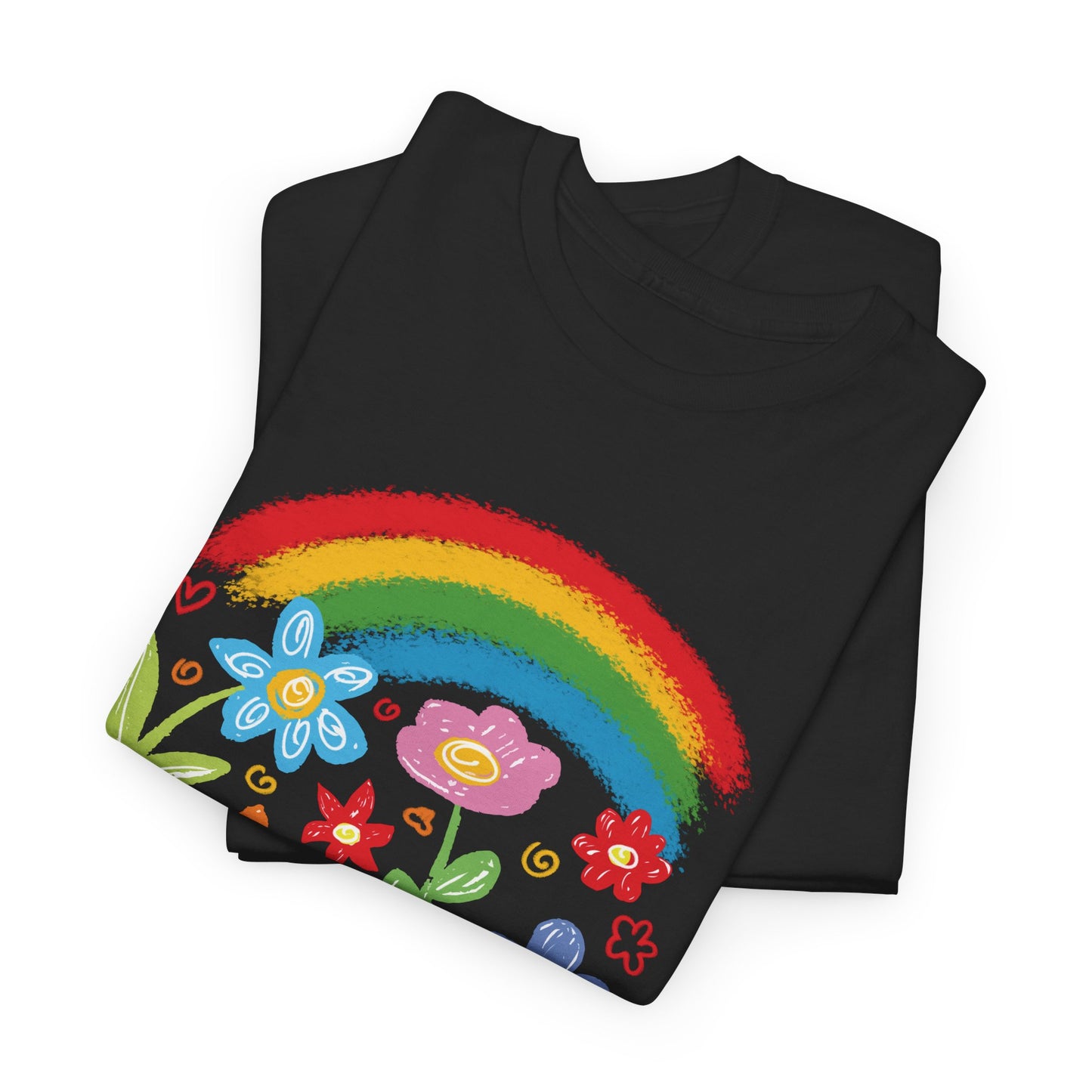 Rainbow Flowers Unisex Heavy Cotton Tee, It's Okay to Be Different Shirt, Affirmation T-Shirt, Gift for Kids, Colorful Pride Top, Everyday