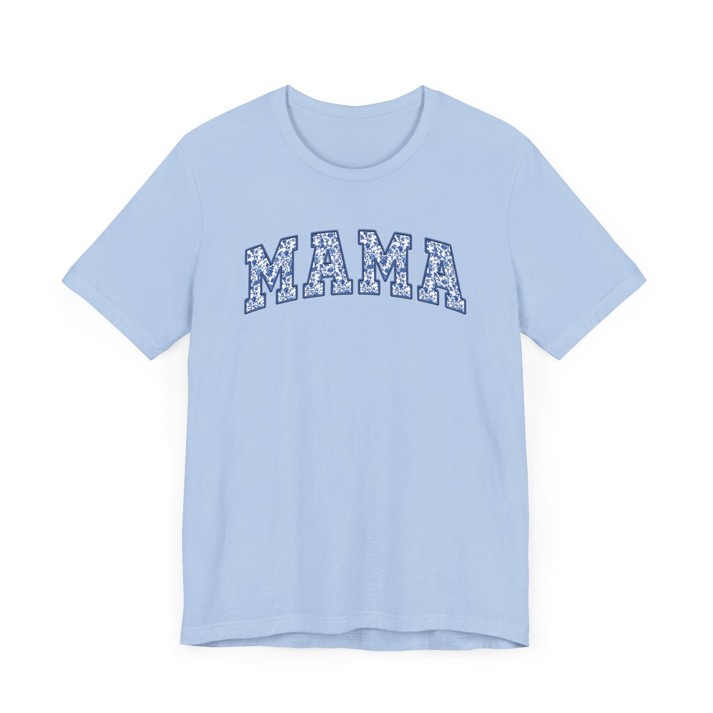 Blue Toile Mama Faux Embroidery Graphic Tee