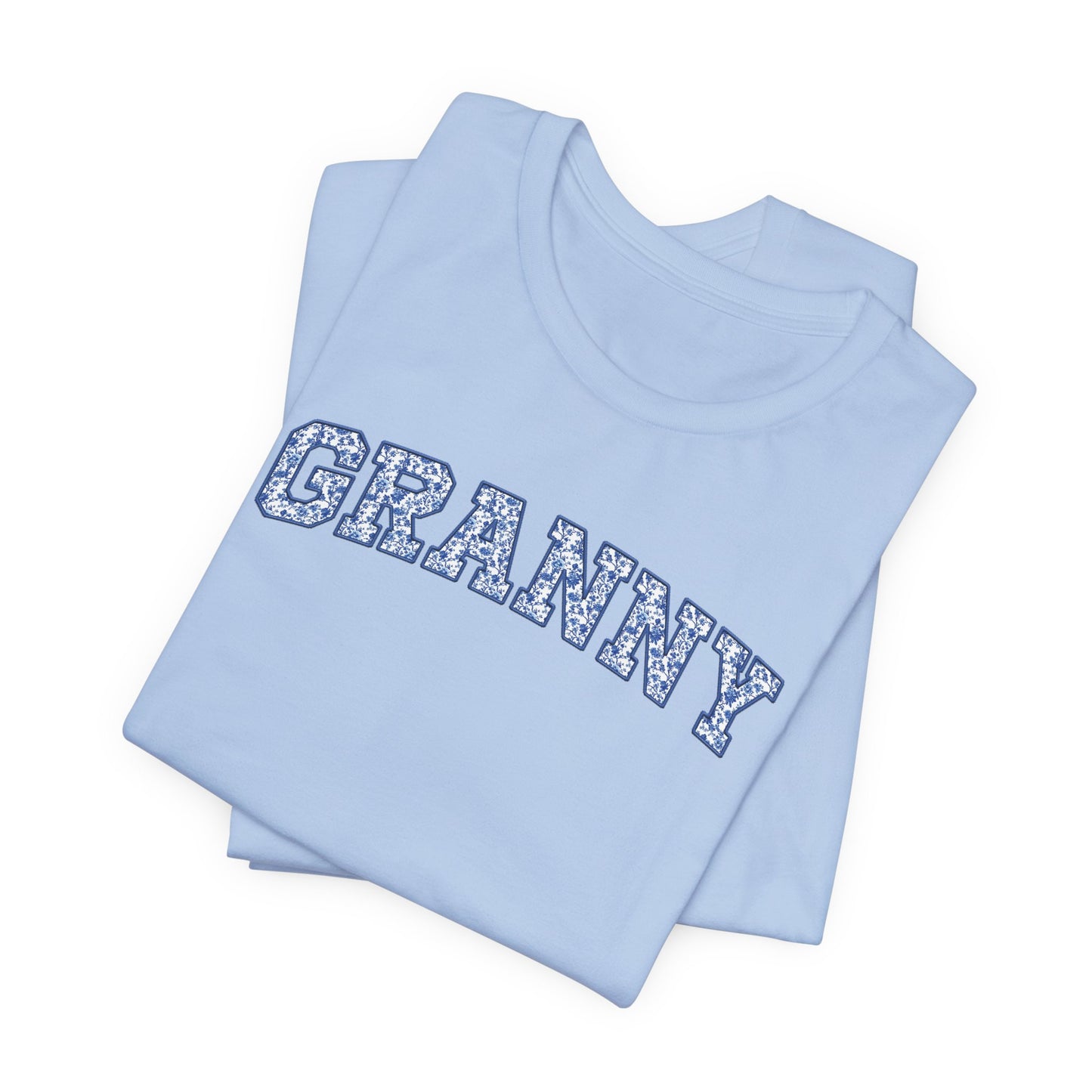 Blue Toile Granny Faux Embroidery Graphic Tee