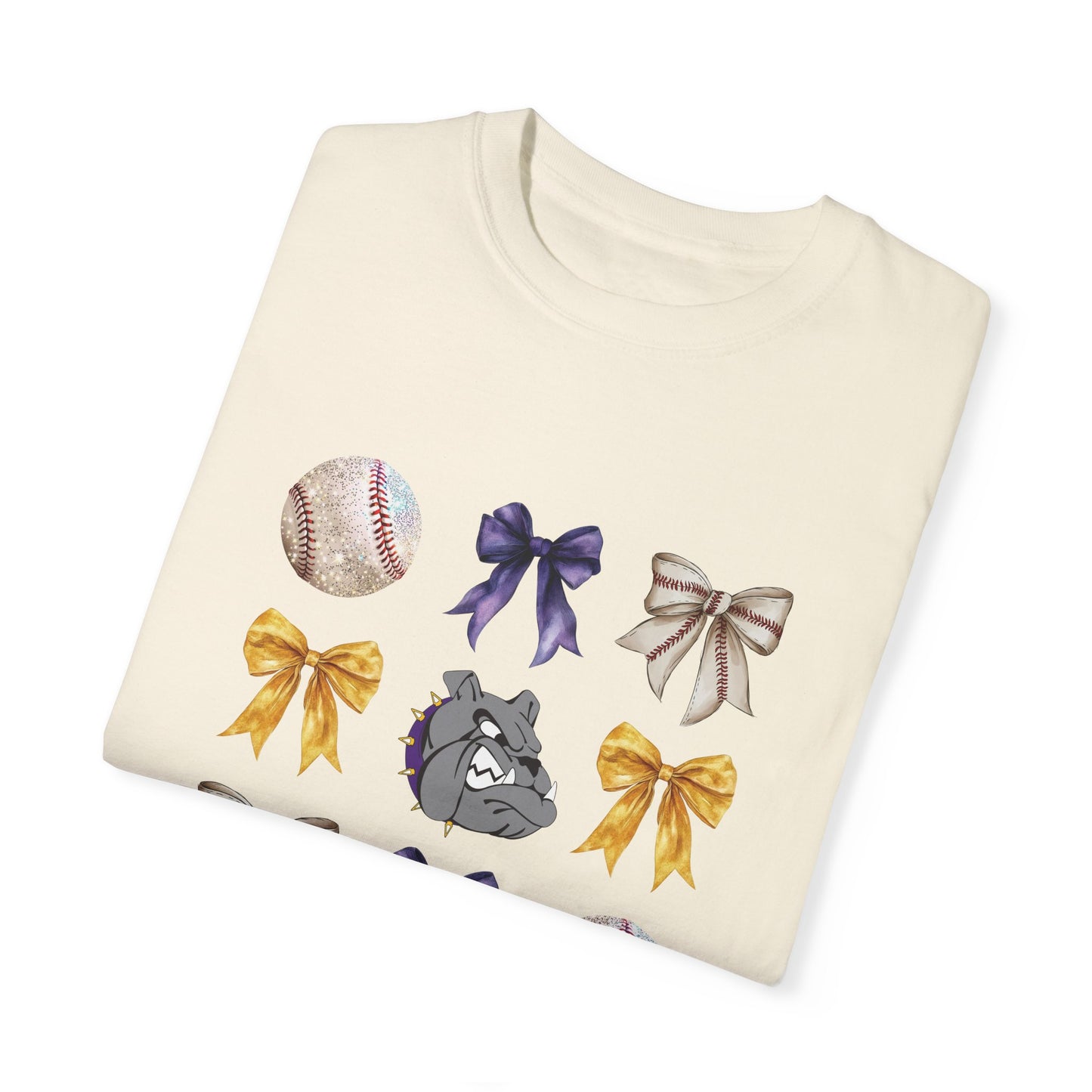 Bulldog Baseball & Bows Mascot Tee