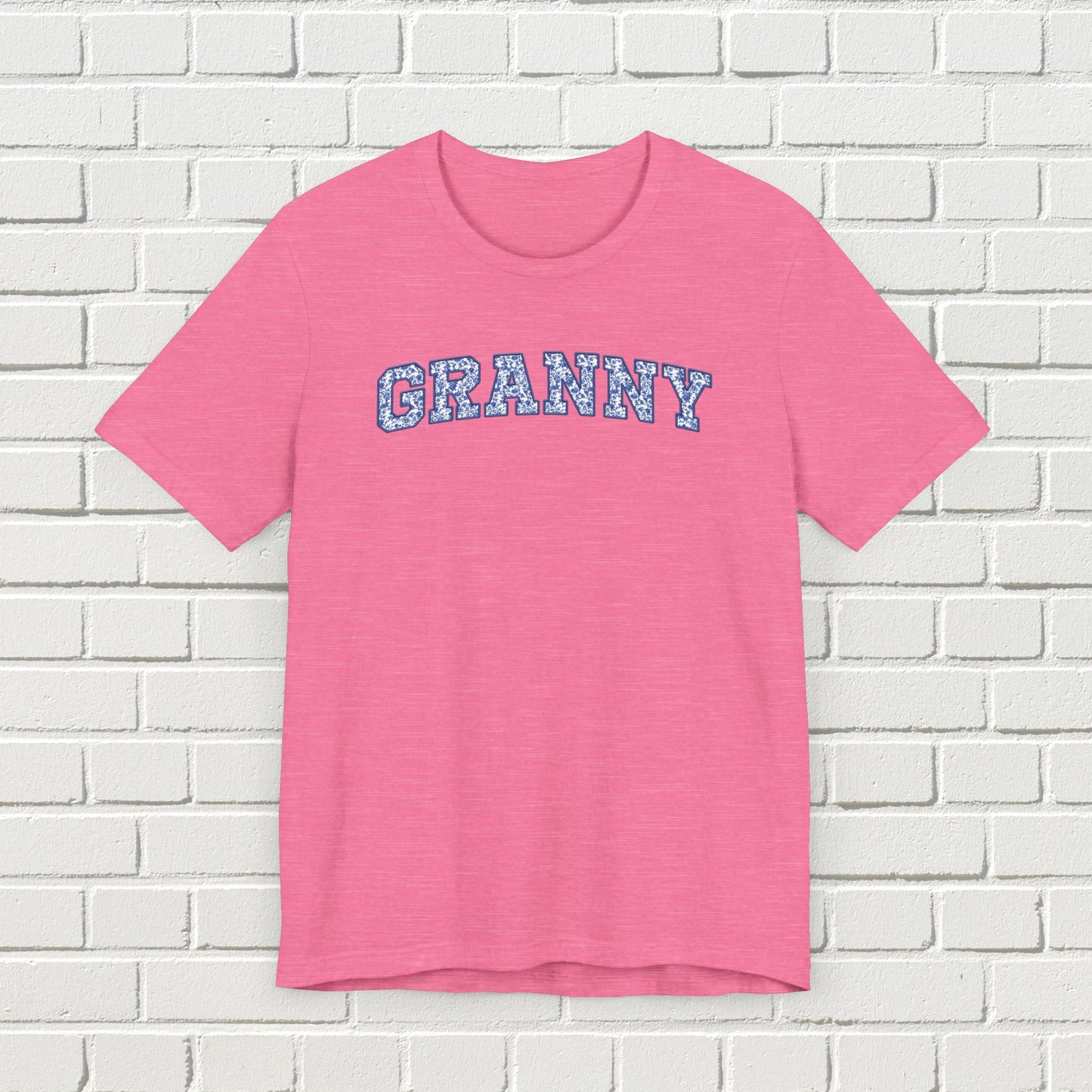 Blue Toile Granny Faux Embroidery Graphic Tee