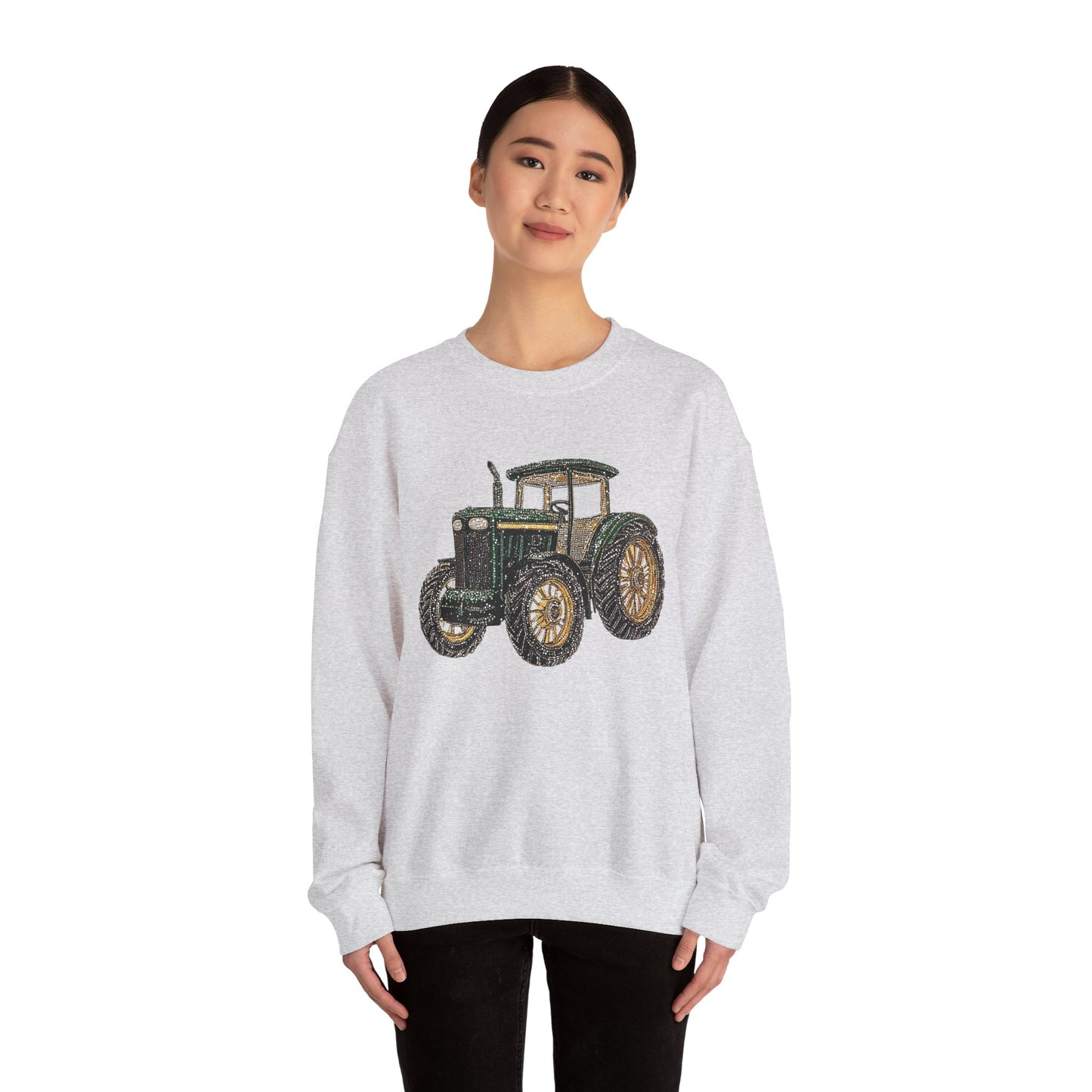 Faux Rhinestone Vintage Tractor Unisex Heavy Blend™ Crewneck Sweatshirt