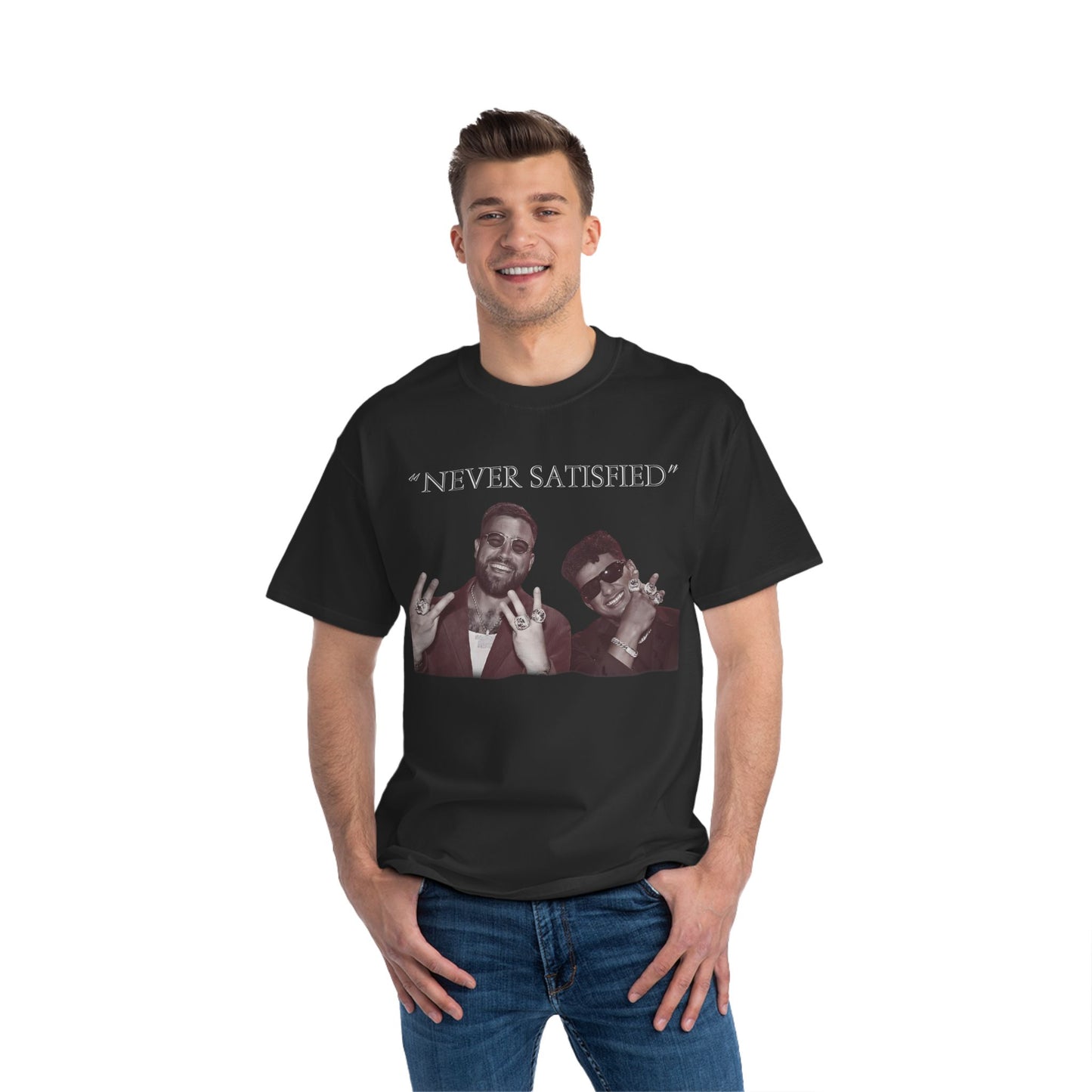 "Never Satisfied" Beefy-T®  Short-Sleeve T-Shirt