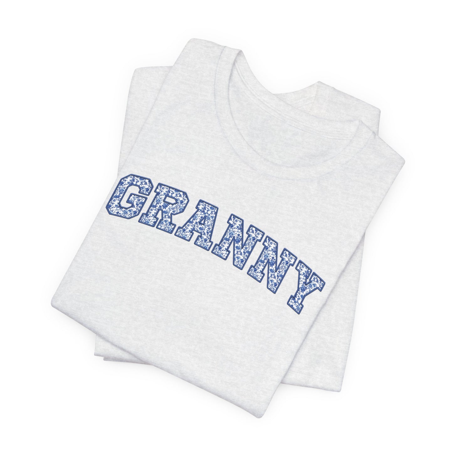 Blue Toile Granny Faux Embroidery Graphic Tee