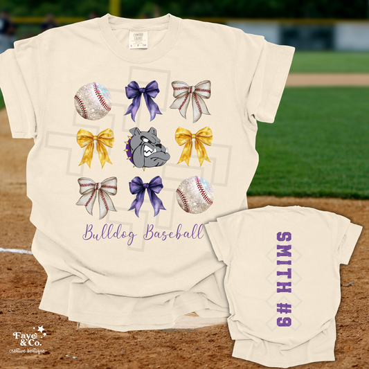 Bulldog Baseball & Bows Mascot Tee