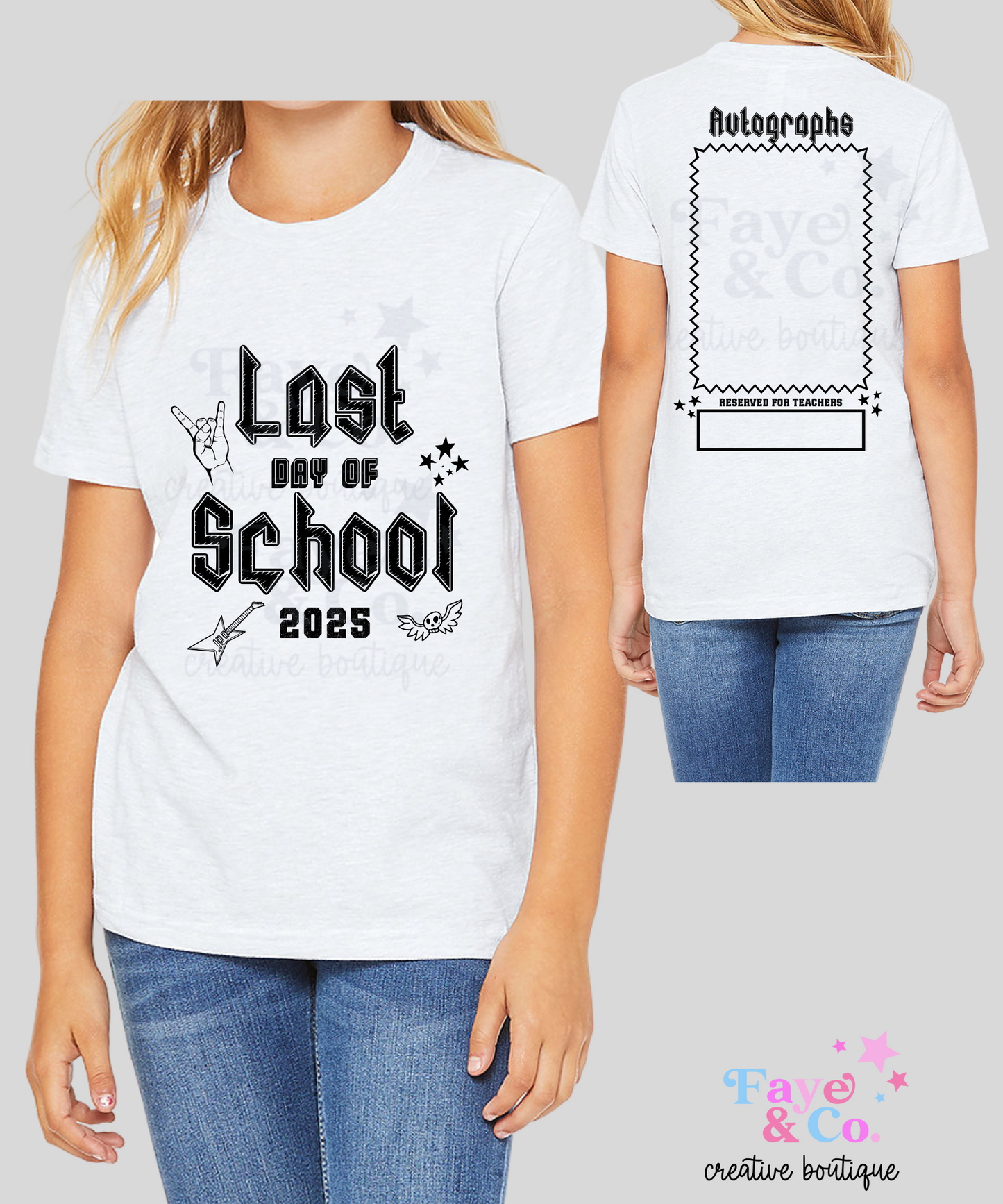 Rock n' Roll Last Day of School Shirt 2025  Kids Autograph Tee  End of Year Keepsake Shirt Signature Memory Shirt Short Sleeve Tee