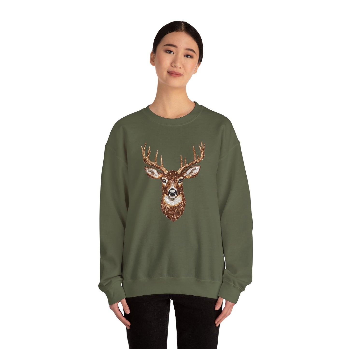 Faux Rhinestone Deer Unisex Heavy Blend™ Crewneck Sweatshirt
