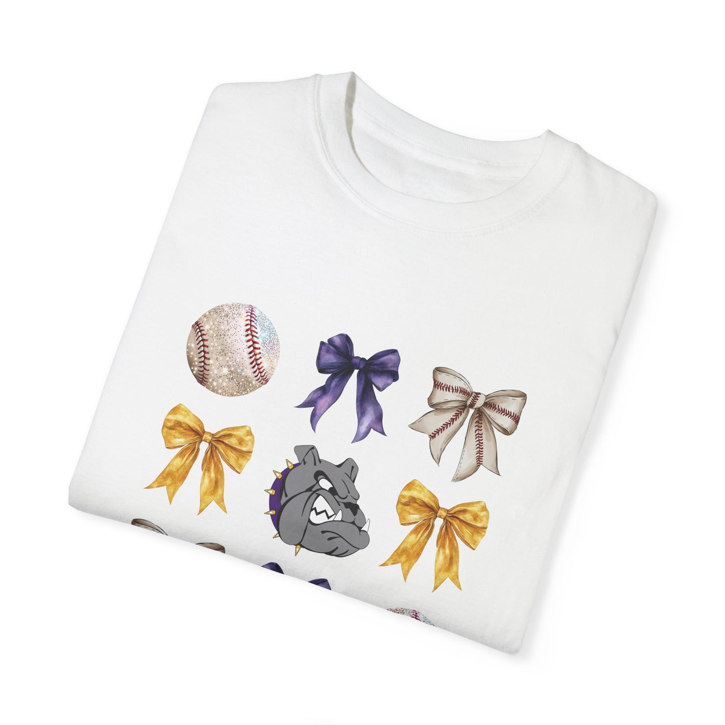 Bulldog Baseball & Bows Mascot Tee
