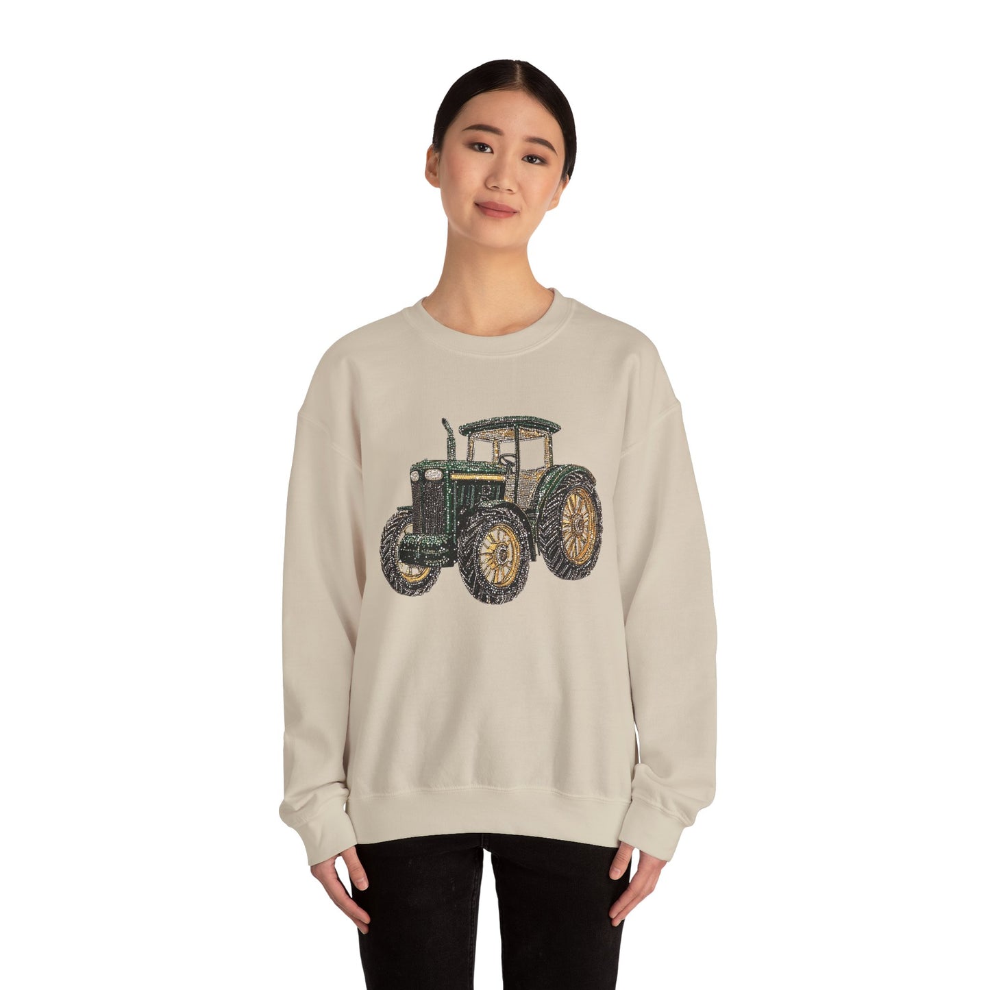 Faux Rhinestone Vintage Tractor Unisex Heavy Blend™ Crewneck Sweatshirt