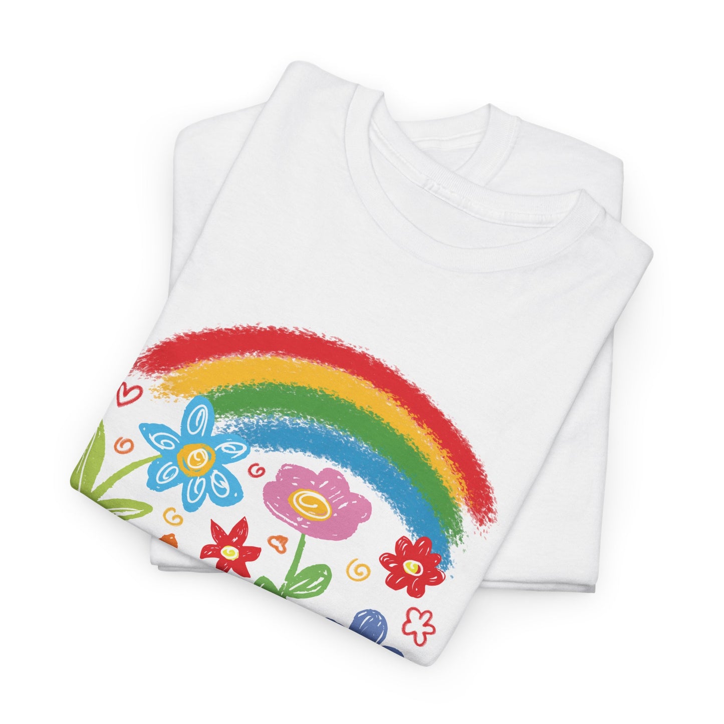 Rainbow Flowers Unisex Heavy Cotton Tee, It's Okay to Be Different Shirt, Affirmation T-Shirt, Gift for Kids, Colorful Pride Top, Everyday