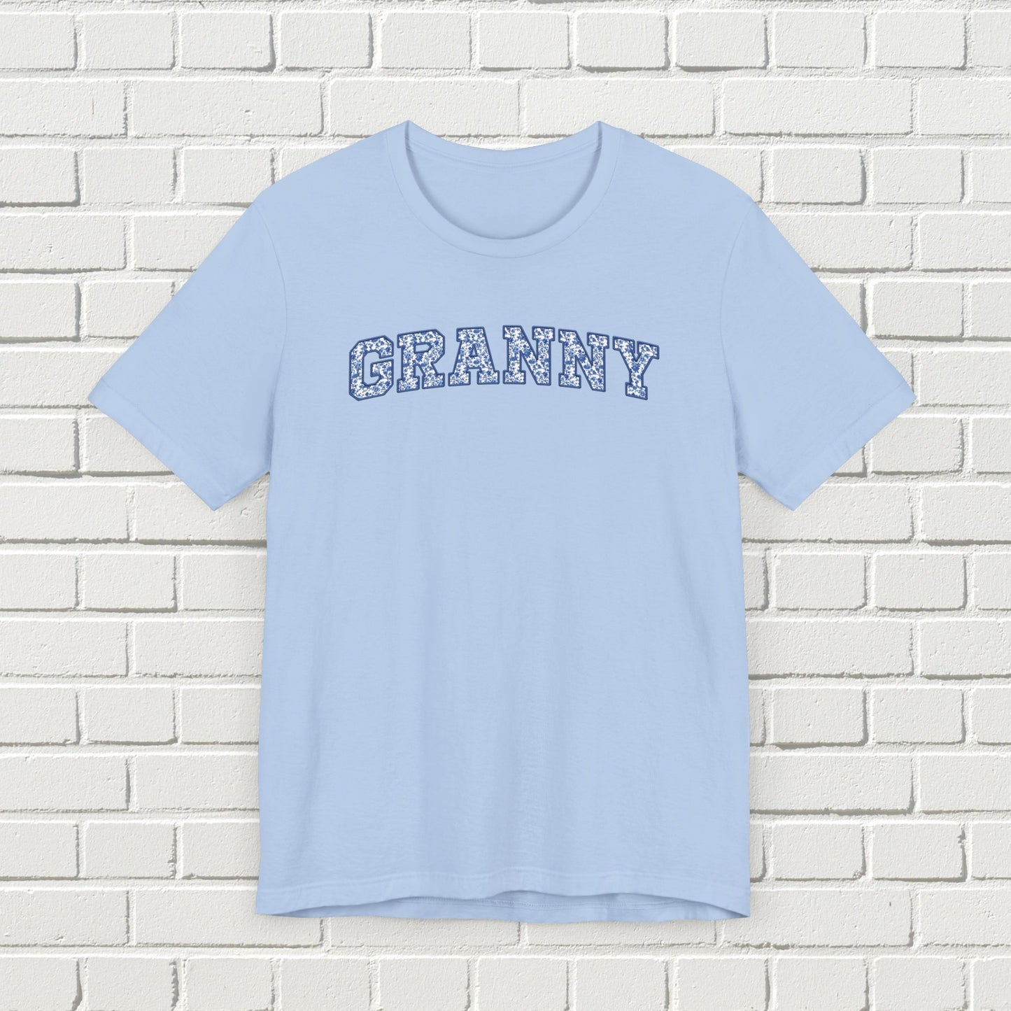 Blue Toile Granny Faux Embroidery Graphic Tee