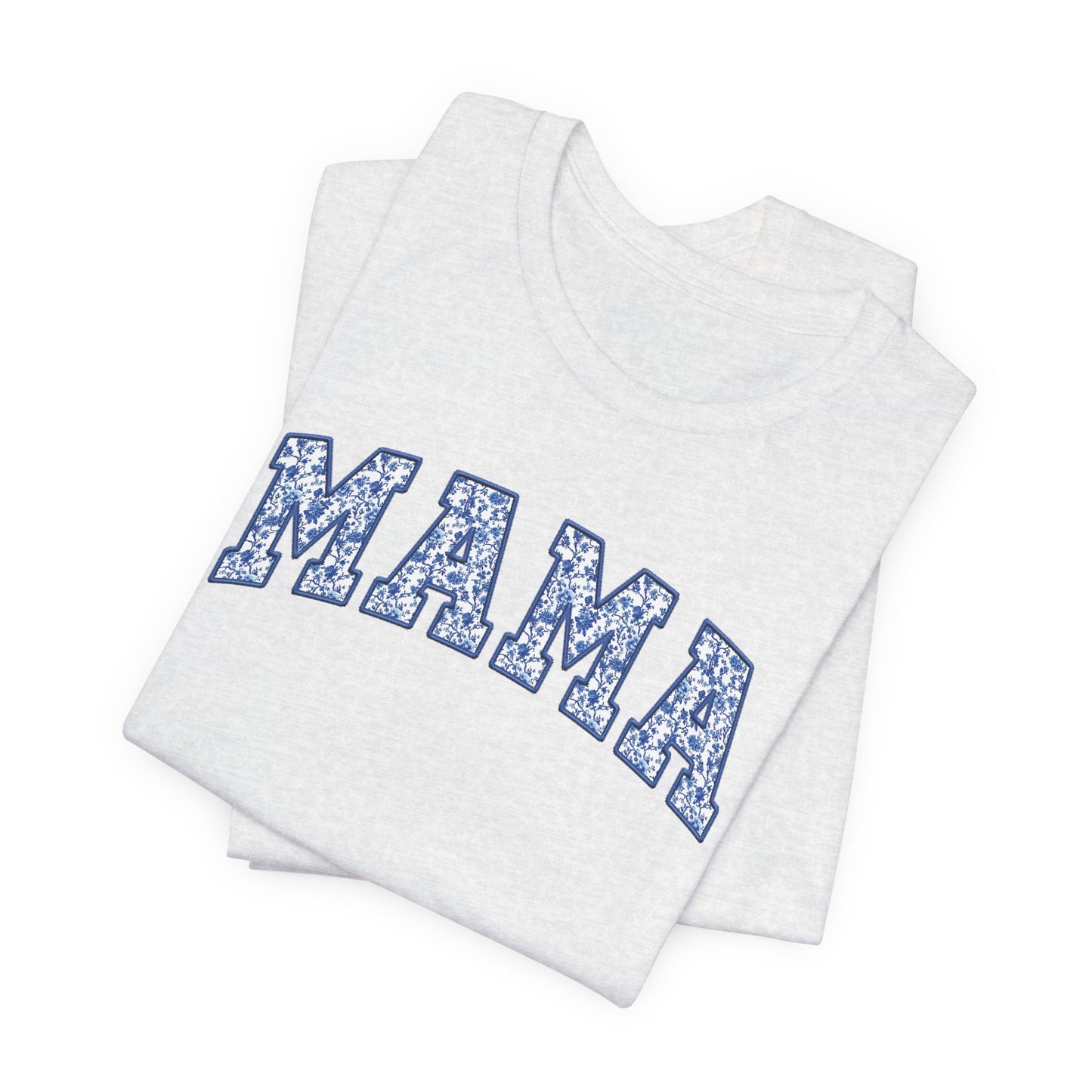 Blue Toile Mama Faux Embroidery Graphic Tee