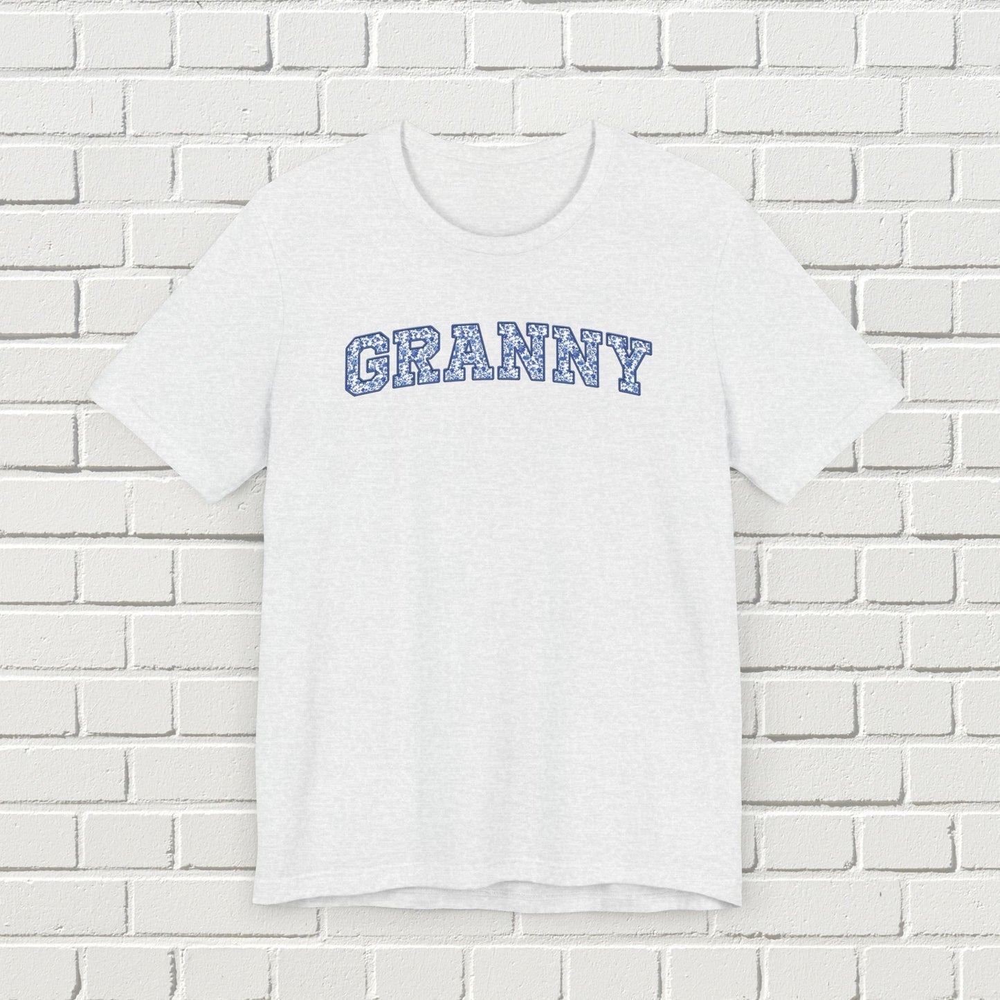 Blue Toile Granny Faux Embroidery Graphic Tee