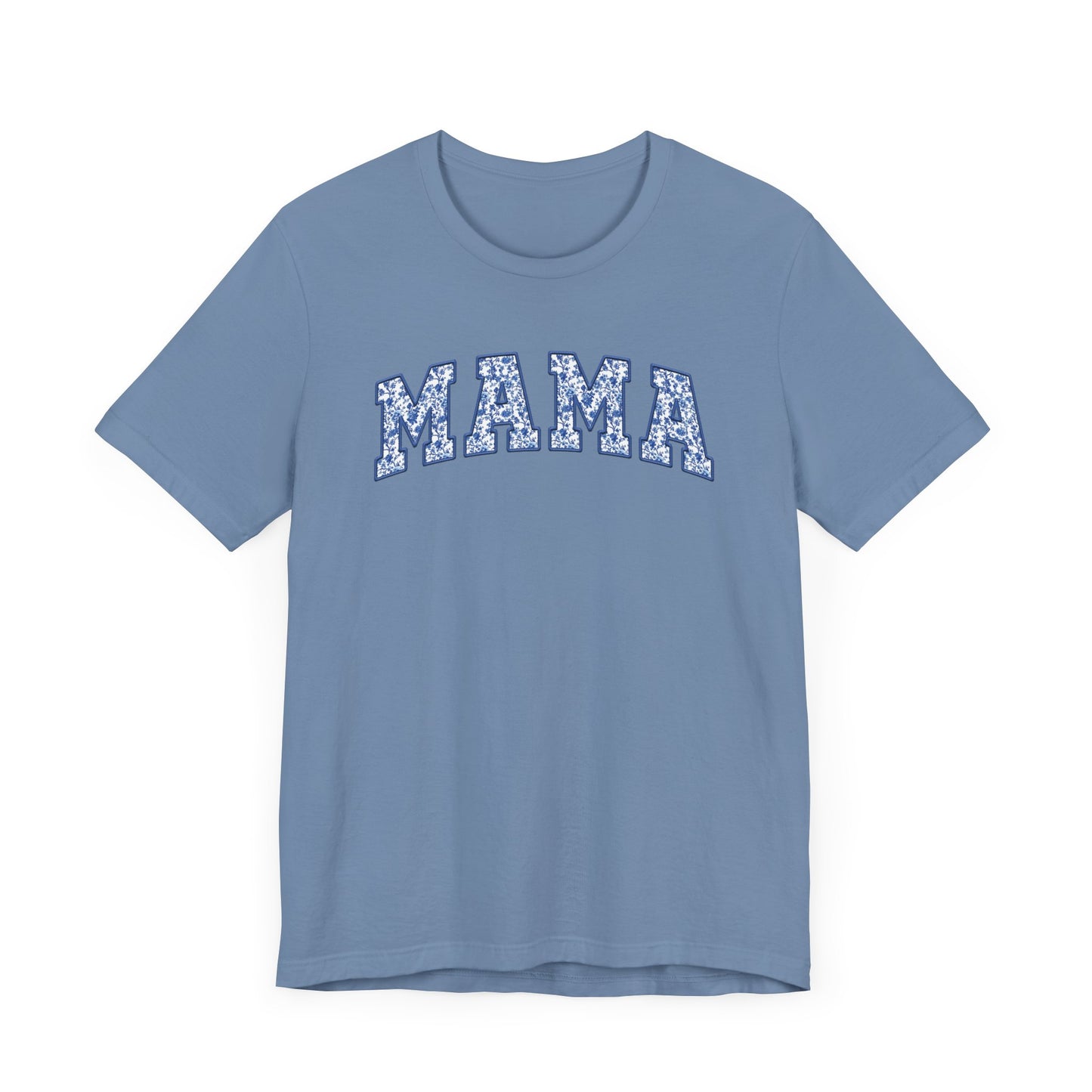 Blue Toile Mama Faux Embroidery Graphic Tee