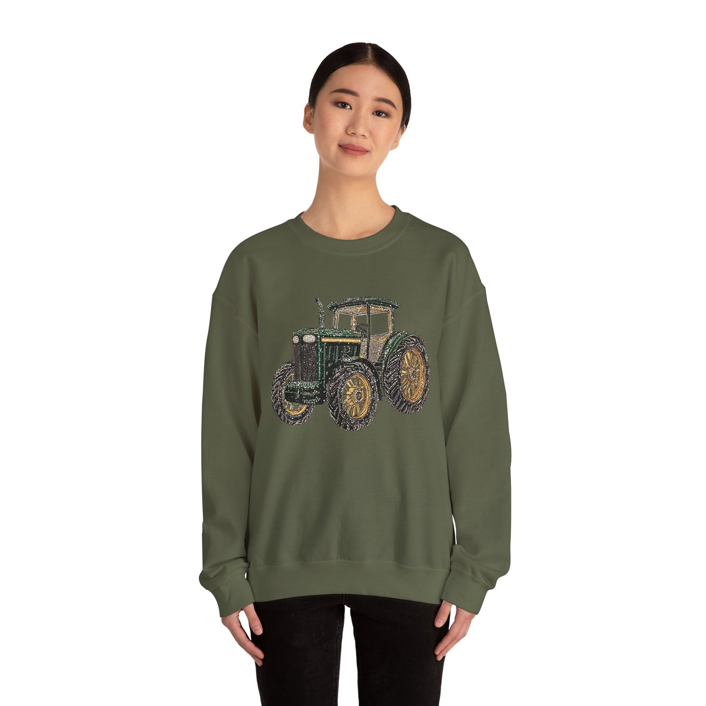 Faux Rhinestone Vintage Tractor Unisex Heavy Blend™ Crewneck Sweatshirt