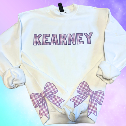 Custom Gingham & Bow Crewneck